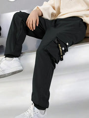 Casual Cargo Pants with Elastic Waistband & Pockets