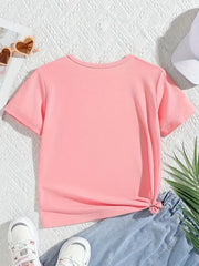 Sparkling Bow Print Tee Crew Neck Short Sleeve T-Shirt