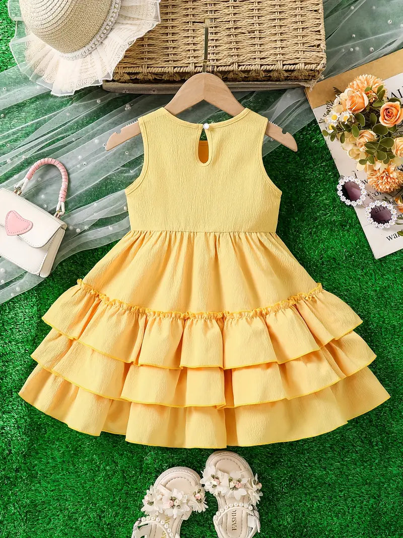 Sleeveless, Button Detail Chic Summer Princess Dress