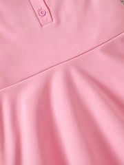 Summer Sleeveless Polo Dress with Heart Print & Stripes