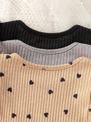 3pcs Basic Crew Neck Striped Vest