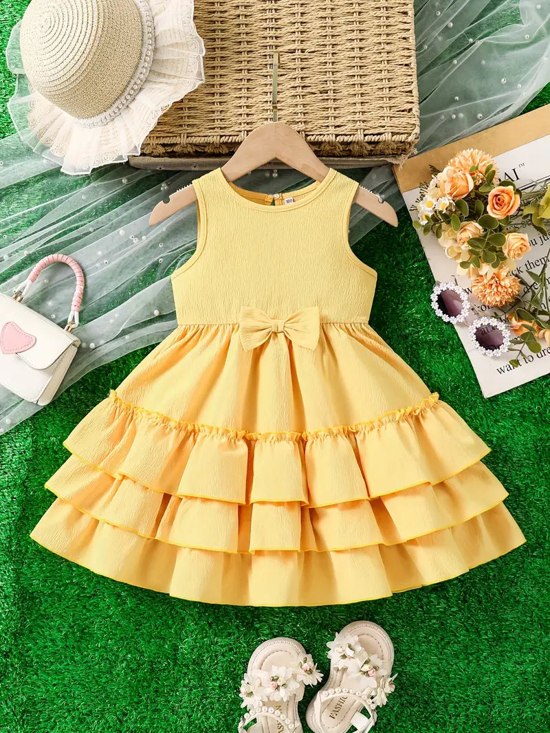 Sleeveless, Button Detail Chic Summer Princess Dress