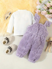 Cozy Long Sleeve Top 2pcs Girls' Outfit Set