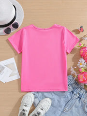 Sparkling Bow Print Tee Crew Neck Short Sleeve T-Shirt