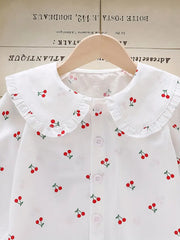 Ruffled Edging And Additional Button Details Collar Shirts