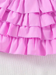Floral Galter Top & Layered Hem Skirt & Hat