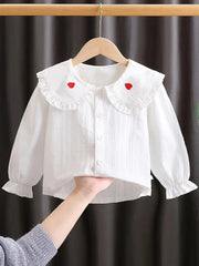Ruffled Edging And Additional Button Details Collar Shirts