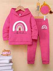 Rainbow Cartoon Cute Thermal Lined Hooded Sweatshirt + Pants