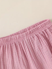 Wrinkle Cloth Short Sleeve Pajama Pants Set