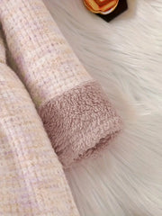 Gray Skirt with Pink Collar and Sleeves Dress