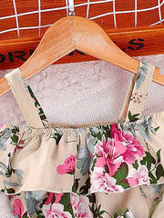 Ruffled Off-Shoulder Dress Flower Graphic Jumpsuit