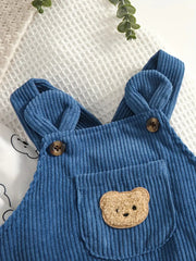 Long-Sleeve Bear Print + Diaper Pants + Hat Three-Piece Set