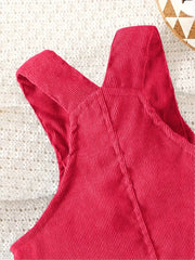 Solid Color Casual Corduroy Overalls