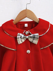 Long Sleeve Fleece Coat with Bow Detail