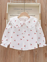 Ruffled Edging And Additional Button Details Collar Shirts