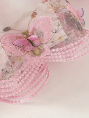 Floral Lace Dress with Ruffled Sleeves & Flared Skirt