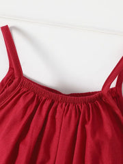 Casual Loose-fit Solid Sleeveless Spaghetti Strap Harem Pants
