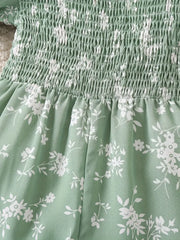 Floral Print Summer Jumpsuit with Puff Sleeves
