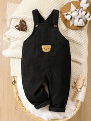 Solid Color Casual Corduroy Overalls