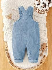Solid Color Casual Corduroy Overalls