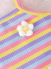 Summer Lace Trim Floral Knit Top + Shorts Set
