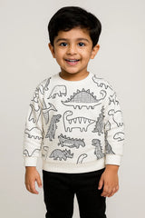 Allover White Animal Print Fleece Winter Tracksuit