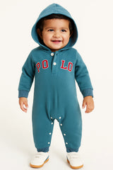 Casual and Cute Ribbed Knit Polo Hooded Body Suit