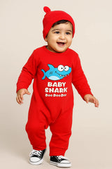 Cozy Shark Printed Long Sleeve Romper