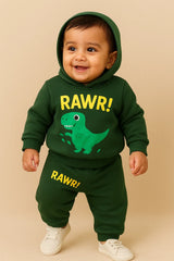 Cozy Rawr Dino Fleece Baby Hooded Tracksuit Set