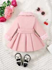 Soft Plush Bow Lapel Collar Jacket  Winter Coat