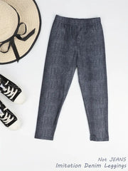 Solid Color Imitation Denim Pants