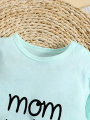 Casual Short Sleeve MOM+DAD=ME Print Cotton Bodysuit