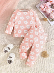 Adorable Floral Print & Solid Color 4pcs Set