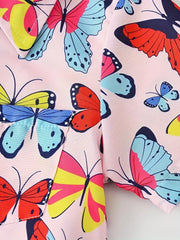 Butterfly Print Casual Fashion Short Sleeve Shirt