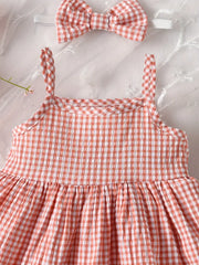 Adorable Summer Plaid Suspender Rompere