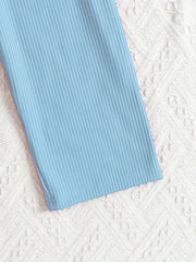Short Puff Sleeve Ribbed Jumpsuit