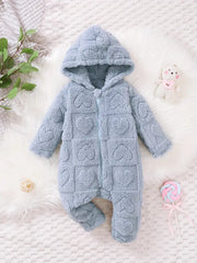 Warm Heart Jacquard Hooded Jumpsuit