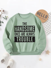 Casual Long Sleeve Pullover Cozy Fleece-Lined Sweatshirt