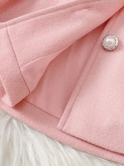 Soft Plush Bow Lapel Collar Jacket  Winter Coat