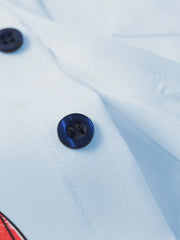 Casual & Formal White Button-Up Nautical-Themed Short Sleeve Shirt