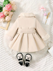 Soft Plush Bow Lapel Collar Jacket  Winter Coat