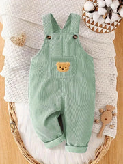 Solid Color Casual Corduroy Overalls