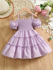 Suspender Dress with Bubble Sleeves and Bud Sleeves