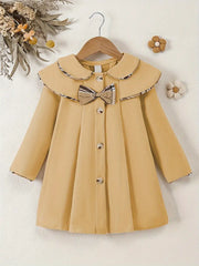 Long Sleeve Fleece Coat with Bow Detail