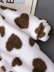 Autumn-Winter Heart Plush Hooded Long-Sleeve Bodysuit