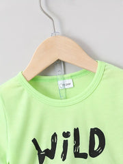 Letter & Motorcycle Print Casual Outfit Round Neck T-shirt & Shorts & Crossbody Bag