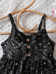 Summer Hip-Hop Ethnic Print Front and Middle Pleated Button Leggings