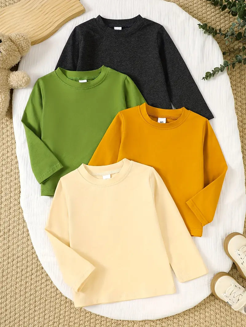 4pcs Cotton Blend Long Sleeve T-Shirts