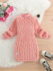 1pc Thickened Fleece Turtleneck Dress