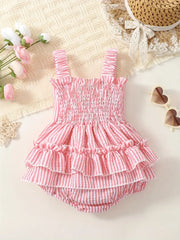 Infant Baby Cute Chic Striped Bow Cami Onesie Romper